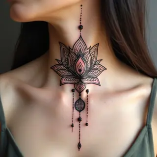 Serene Neck Tattoos: Delicate Designs Inspired by Indian Art