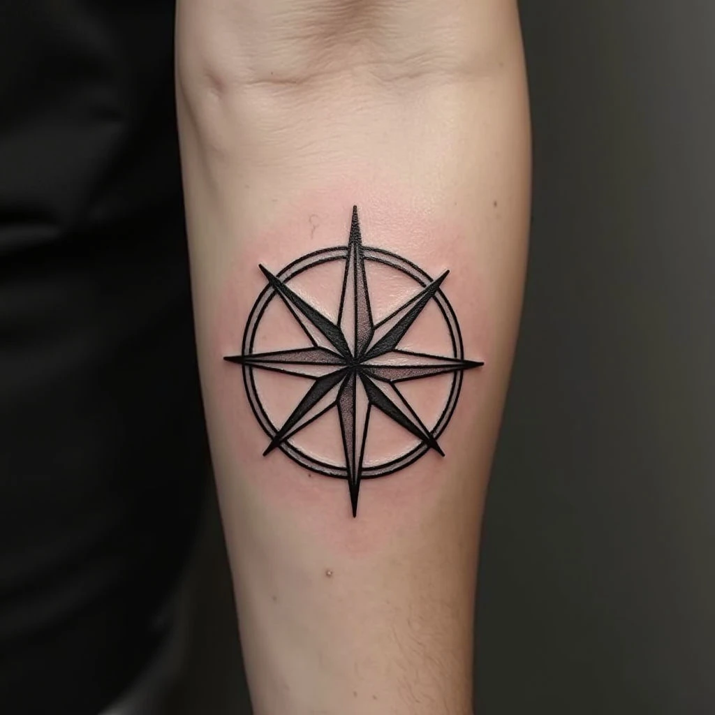 Simple Compass Tattoo Design