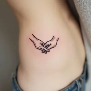Delicate Connection: A Minimalist Hand-Holding Tattoo