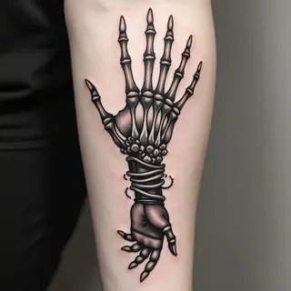 Skeleton Hand & Human Hand Tattoo: A Surreal Dance of Life and Death