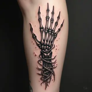 Ethereal Skeleton Hand Tattoo: A Study in Mortality and Transformation