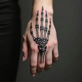 Detailed Skeleton Hand Tattoo Design