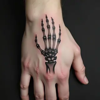 Detailed Skeleton Hand Tattoo Design