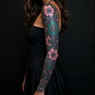 Ethereal Bloom: Sleeve Tattoo Ideas for Black Females