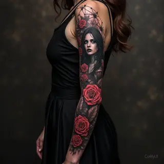 Hauntingly Beautiful Sleeve Tattoo Ideas for Women
