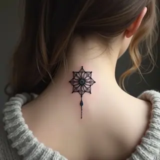 Small Back Neck Tattoo Designs for Women: Spiritual Geometry & Sacred Symbols