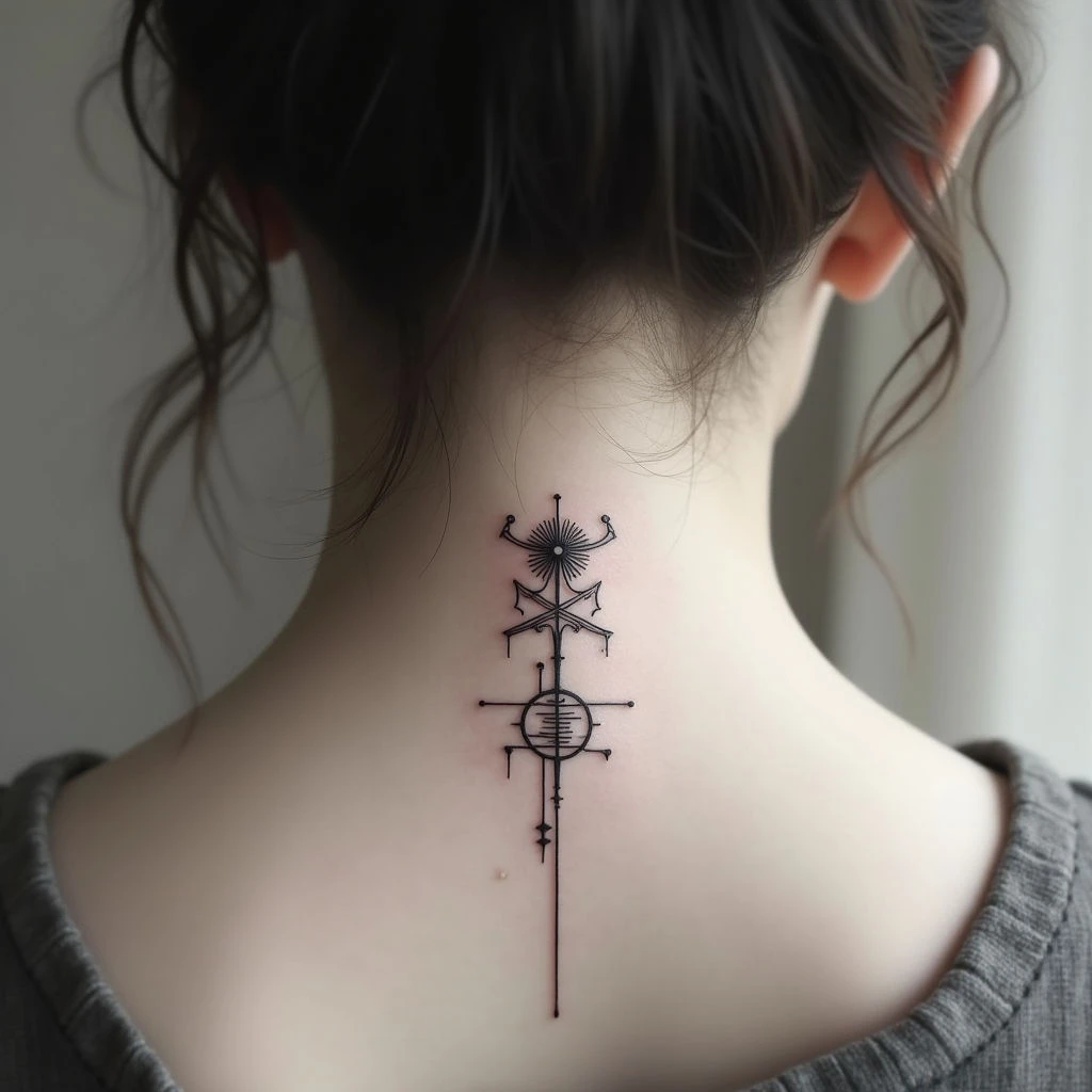 Small Back Neck Tattoo Designs for Women with Meaning