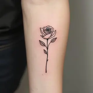 Delicate Rose: A Minimalist Forearm Tattoo