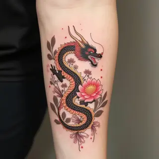 Delicate Dragon & Floral Designs: Small Tattoos for Girls