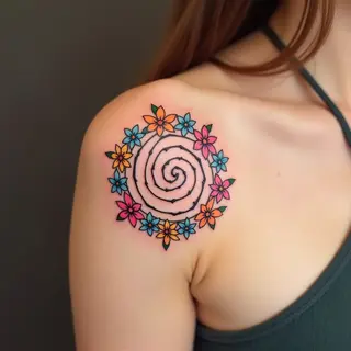 Whimsical Spiral Ornamental Tattoo