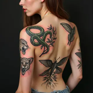 American Traditional Tapestry Tattoo Designs