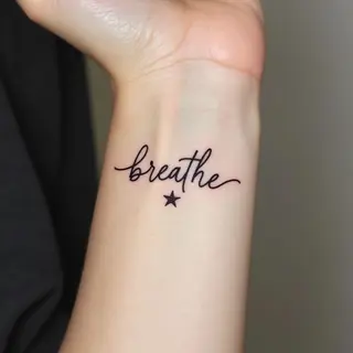 Minimalist Breathe & Star Tattoo Design