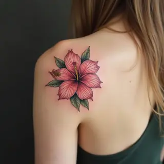 Elegant Hibiscus Shoulder Tattoo Design