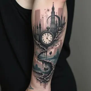 Ethereal Arm Tattoos for Men: Dreamscapes & Psychological Depth