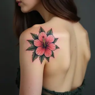 Delicate Hibiscus Shoulder Tattoo Design