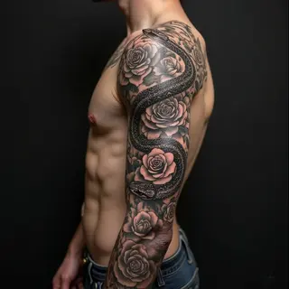 Vintage American Traditional Sleeve Tattoo Design