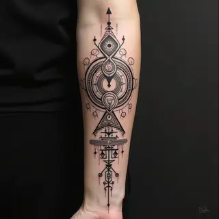 Geometric Tribal Forearm Tattoo: A Journey of Line and Symbol