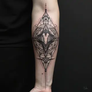 Geometric Tribal Forearm Tattoo Design