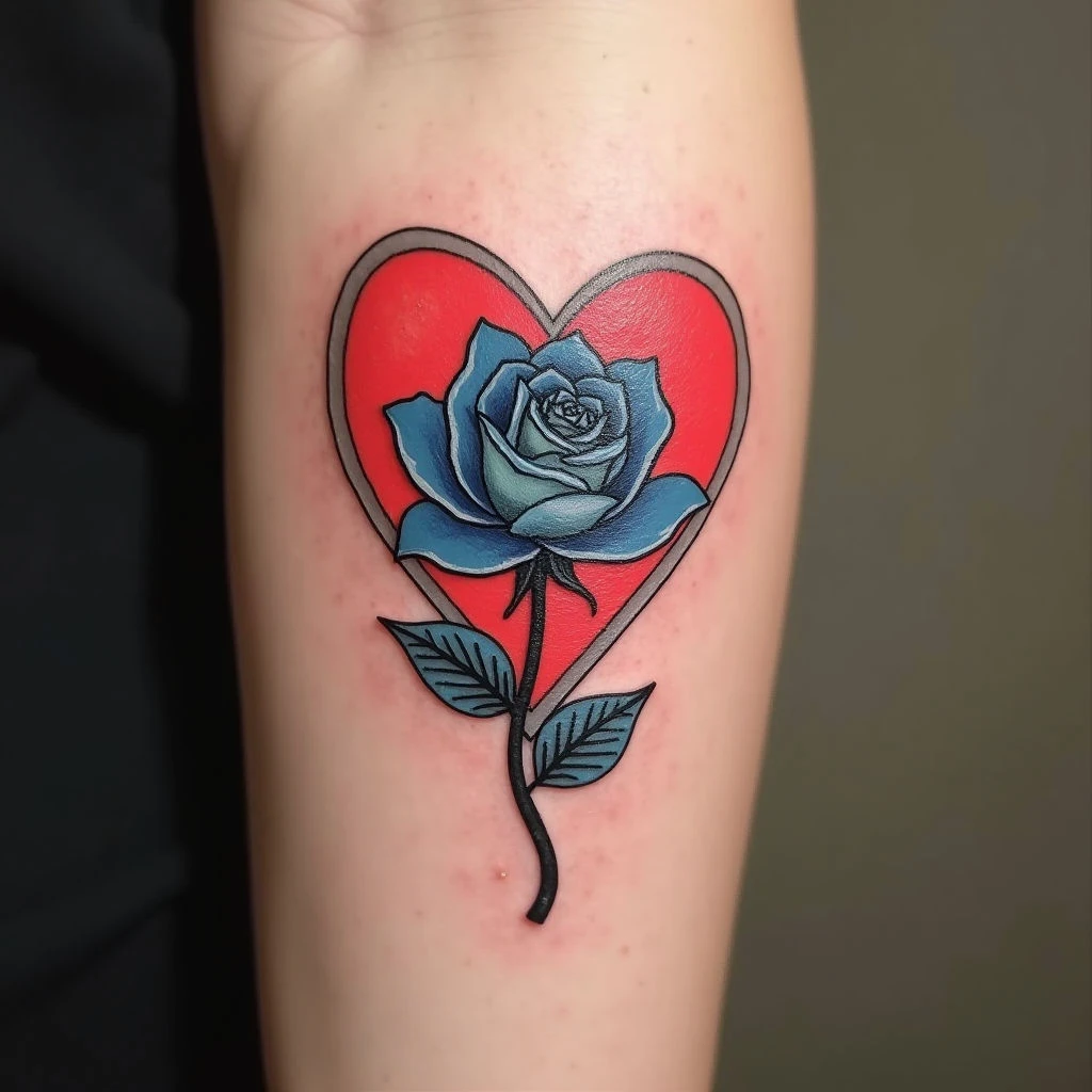 Heart and Rose Tattoo Design Inspiration