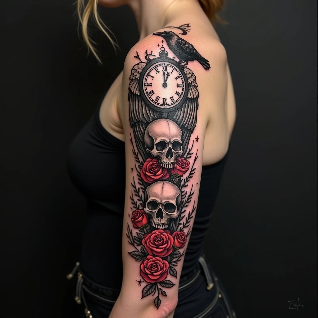 Memento Mori: A Full Sleeve Exploration of Time and Mortality