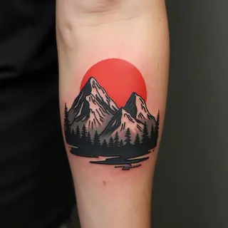 Traditional Mountain Tattoo Design