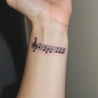 Elegant Musical Notation Tattoo Design