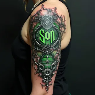 Bio-Organic Son's Name Tattoo Designs