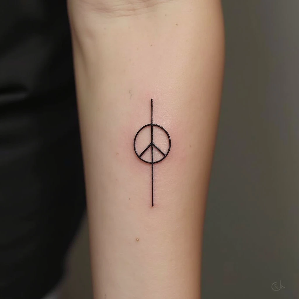 Minimalist Peace Symbol Tattoo Design