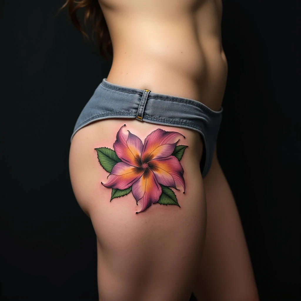 Cool Hip Tattoos for Men: Illustrative Designs in Pastel Colors