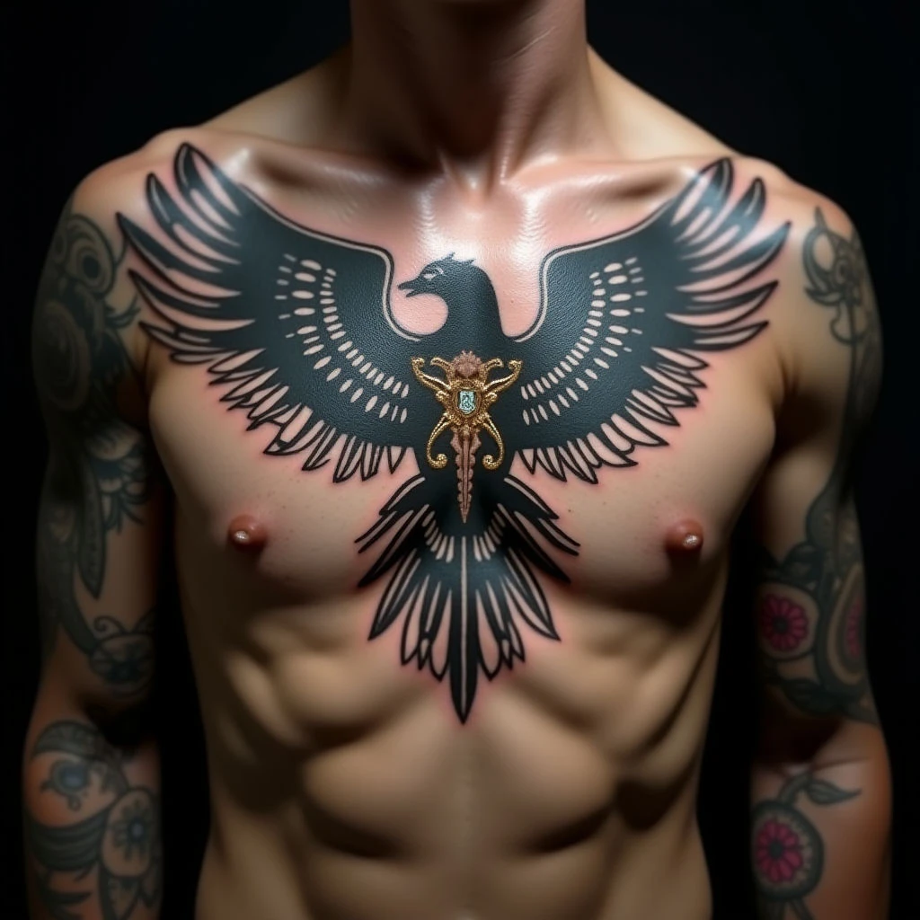 Sternum Trash Polka Tattoos for Guys: Small & Stylish Placement Ideas