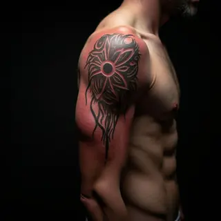 Epic Dotwork Arm Tattoos for Men (Black, Grey & Red)