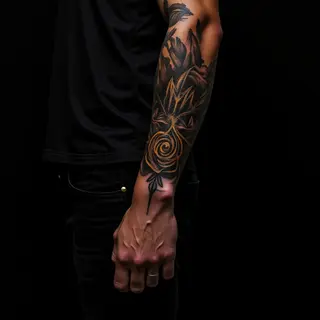 Gothic Wrist Tattoos for Men: Black & Gold Inspiration