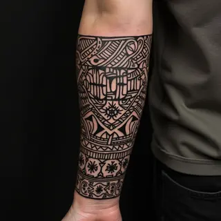 Intricate Polynesian Forearm Tattoo Design