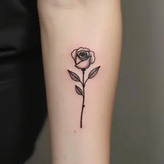 Delicate Rose Tattoo: Minimalist Forearm Design