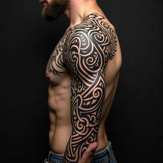 Intricate Tribal Sleeve Tattoo Design