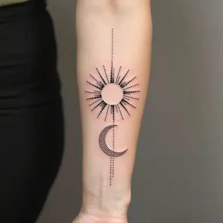 Minimalist Sun and Moon Tattoo Design