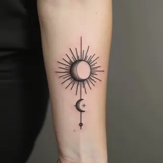 Minimalist Sun and Moon Tattoo Design