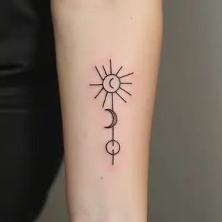 Minimalist Sun and Moon Tattoo Design