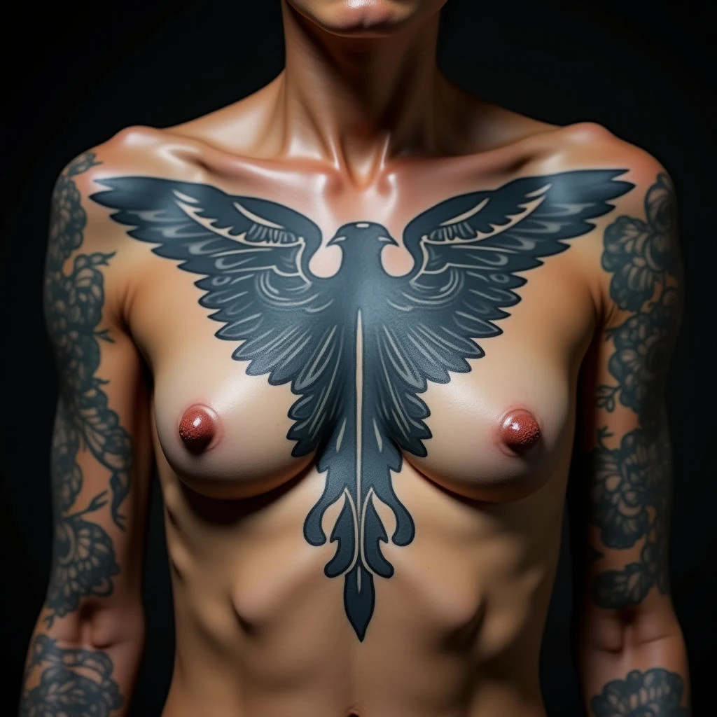 Deeply Meaningful Ribcage Tattoos: Blue Ornamental Designs
