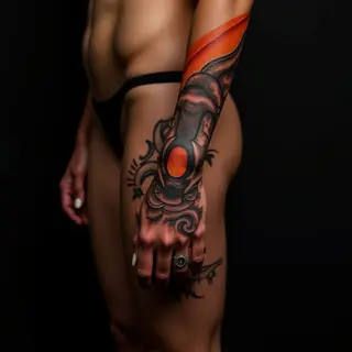 Striking Biomechanical Side Wrist Tattoos for Women with Deep Meaning