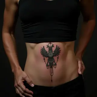 New School Strength Tattoo Designs for a Powerful Stomach Piece