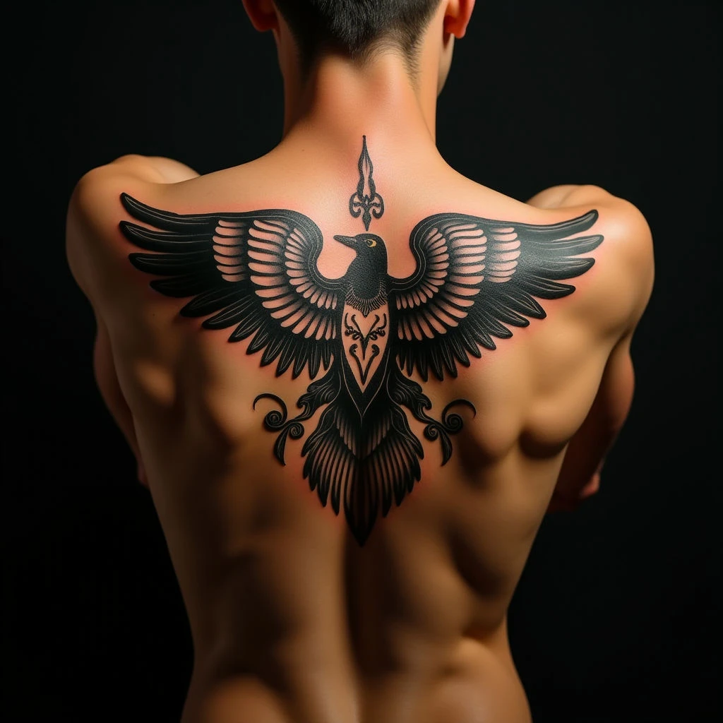 Ornamental Back Tattoos for Men: Yellow Hues of Meaning & Strength