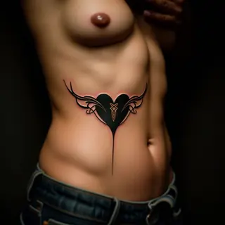 Small Black Heart Tribal Tattoo: Meaning & Placement on Ribcage