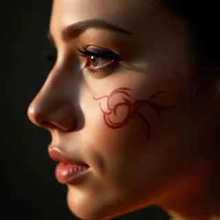 Subtle & Meaningful: Small Face Tattoos with Brown-Red Fine Lines