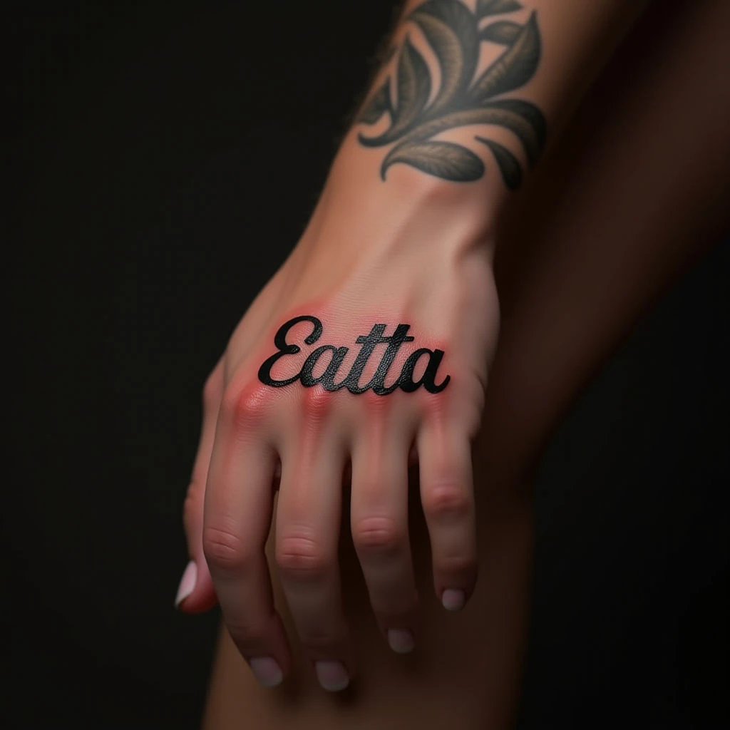 Small Name Tattoos on Leg: Meaning & Red-Orange Inspiration