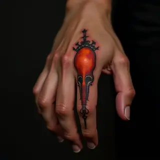 Surreal Finger Tattoos in Red & Orange: Meaningful Designs