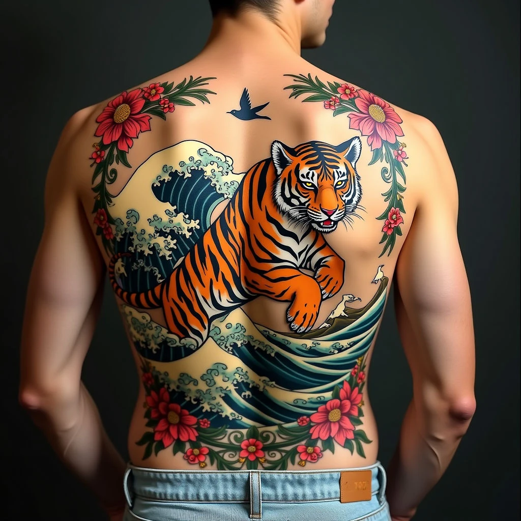 Traditional Tiger Back Tattoo: A Journey of Strength and Spirit