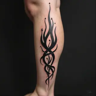 Dynamic Tribal Tattoo on Calf