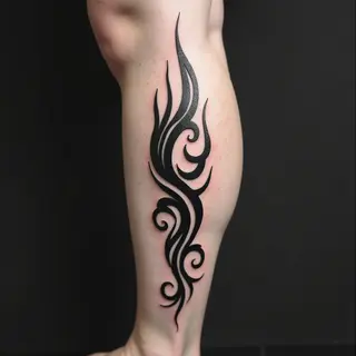 Dynamic Tribal Calf Tattoo Design