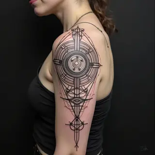Geometric Sacred Geometry Half Sleeve Tattoo Design
